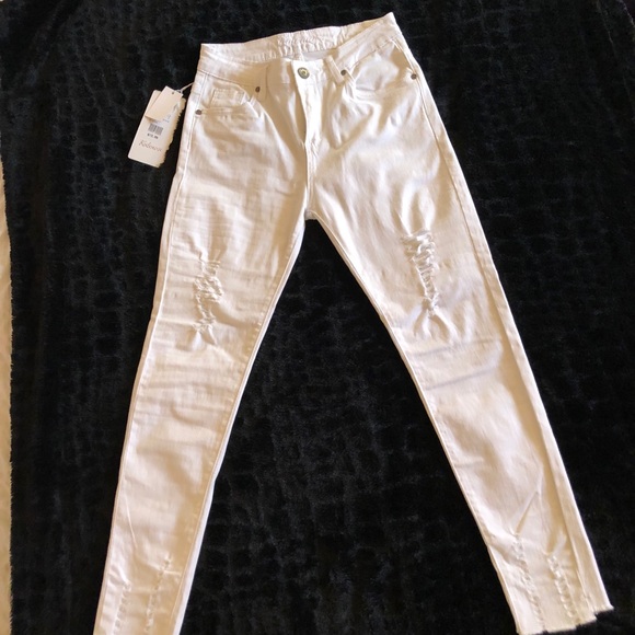 White Distressed Ripped Jeans - Picture 3 of 5